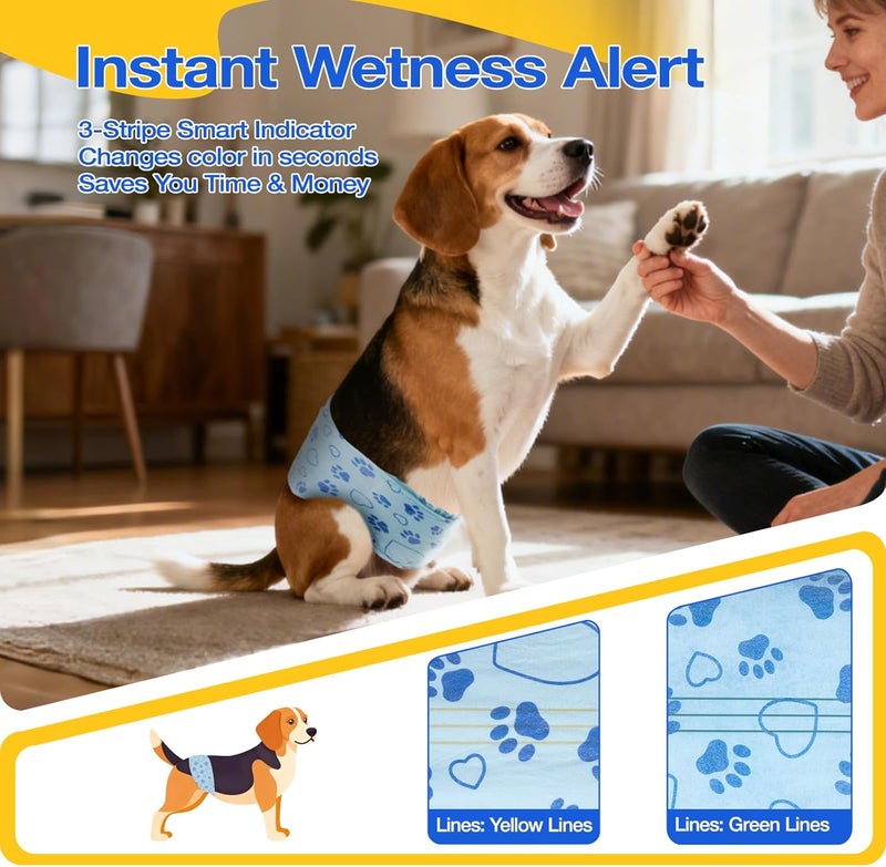Flying Paws Male Dog Diapers with Wetness Indicator, Disposable Belly Band for Puppy Male Diapers, Doggie Wraps for Puppy Training, Incontinence (M, 26 Count) - Image 2